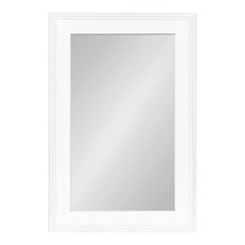 Kate and Laurel Strahm Traditional Wood Framed Mirror, 24 x 36, White, Decorative Geometric Rectangular Wall Mirror with Detailed Frame for Classic Home Decor