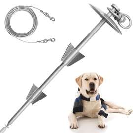 HaiYUAN Heavy Duty Dog Tie Out Stake with 10FT Dog Cable for Large Dog Up to 150 Lbs, Spiral Dog Stake for Outside Easy to Install, 360° Swivel Dog Stake for Yard, Camping, Beach