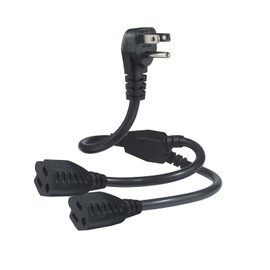 Power Cord Extension Y Splitter - 1 to 2 Way Outlet Adapter NEMA 5-15P 90-Degree Flat Plug to 2 X NEMA 5-15R with SJT 16AWG 3-Prong Cable Wire Extender Space Saver for Home Office Appliance 2-Pack