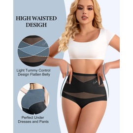MIOTAN Women's Underwear Tummy Control High Waisted Shapewear Pack Postpartum Stomach Panties Briefs(Black,XL)