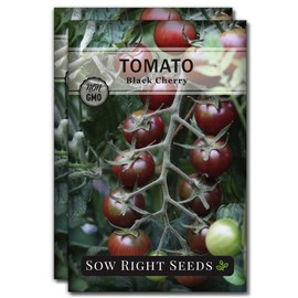 Sow Right Seeds - Black Cherry Tomato Seeds for Planting - Non-GMO Heirloom Packet with Instructions to Plant a Home Vegetable Garden - Tasty Snacking Variety, Start Indoors - Indeterminate (2)