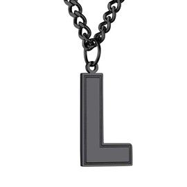 GOLDCHIC JEWELRY L Initial Black Chain For Men, Big Letter Pendant Statement Jewellery Gifts For Sports Lovers