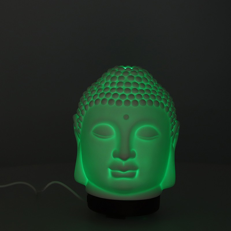 100‑200ml Ceramic Humidifier Buddha Shaped Aroma Diffuser with Night Light