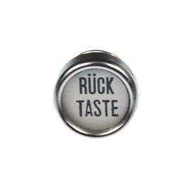 Miniblings Backpace Brooch Pin Typewriter Button Vintage Upcycling White - Handmade Fashion Jewellery I Lapel Pin Button Pins, 15mm, Metal