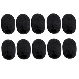 Windshield Headphone Replacement Microphone Sponge, Black, 30x8mm, Set of 10