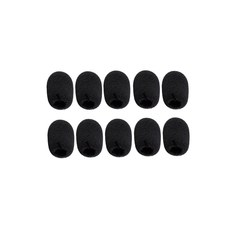 Windshield Headphone Replacement Microphone Sponge, Black, 30x8mm, Set of 10