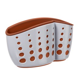 Oggi Suction Sink Caddy- Great Kitchen Sink Organizer for Sink Accessories; Kitchen Brush & Sponge Holder for Kitchen Sink, 5.75˝ x 2.5˝ x 3.25", Brick red