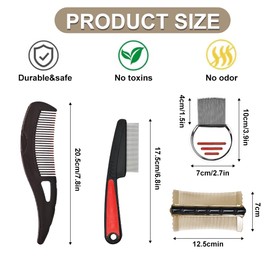 VGECEE Pack of 3 Anti-Dandruff Comb Stainless Steel Fine Tooth Comb Scalp Dandruff Comb Detoxification Comb for Dandruff, Oil Removal, Dandruff Scalp, Hair Combs for Women/Men/Children