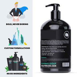 Ballsy Ballsy Ballwash Charcoal Body Wash for Men - Moisturizing Mens Bodywash with Coconut Oil C Soap for Men & Great for your Most Intimate Areas, 16 Oz with Pump
