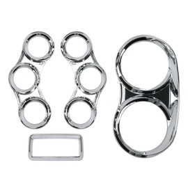 LOSTAR Peterbilt Center Gauge Cover Kit，Instrument Dash Gauge Covers with Visor Chrome Fits 2006-2020 Peterbilt 379 384 386 387