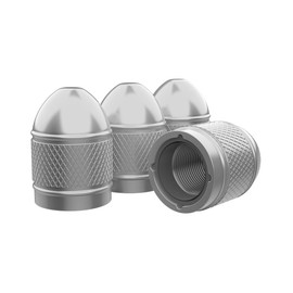 MarCraft Bullet Corrosion Resistant (Silver) Aluminium Tyre Wheel Alloy Valve Caps Dust Caps (4 Pack) Universal for Cars, SUVs, Bicycles, Motorcycles, Trucks | Plastic Insert | Screw-On