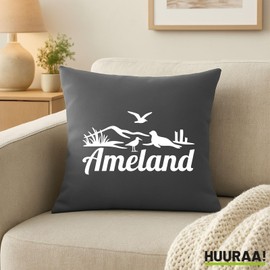 Huuraa Zierkissenbezug Ameland Niederlande Geschenk 40x40cm Steel Grey Baumwolle Ameland Dekoration