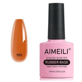 AIMEILI Autumn Rubber Base Gel, Yellow Brown Semi-Permanent Nail Polish, Elastic Base Rubber Gel UV/LED Soak Off Gel Nail Polish - Nice Thick and Self-Leveling - (585) 10ml