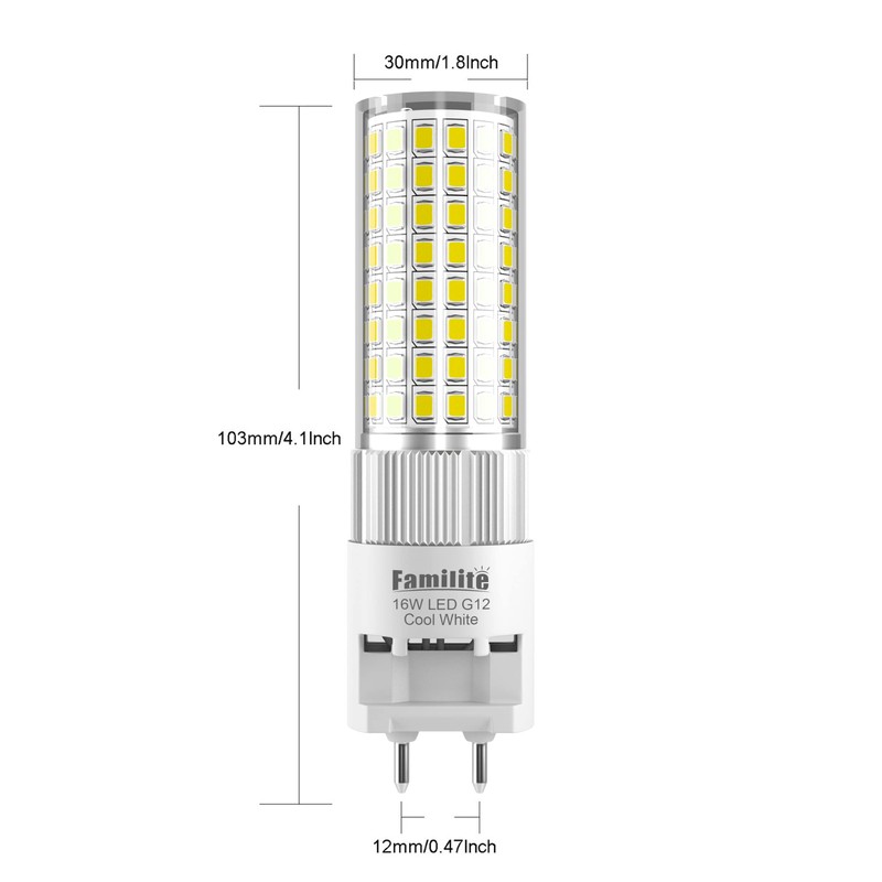LED G12 Bulb 16W Cool White 6000K Bi-Pin Corn Bulb,