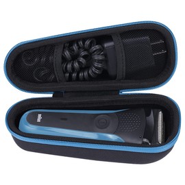 Khanka - Funda de viaje dura de repuesto para afeitadora eléctrica Braun Series 3/5 5018s 3010 340S-4 3050 390CC-4 380S-4 3040 para hombre, solo funda (negro y azul)