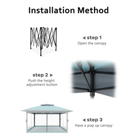 Garvee 13x13 ft Pop Up Gazebo, Canopy Tent Gazebos with Mosquito Netting, Outdoor Patio Gazebo, Backyard Tent for Party, Wedding, Outdoor Dining(Light Blue+Light Grey)