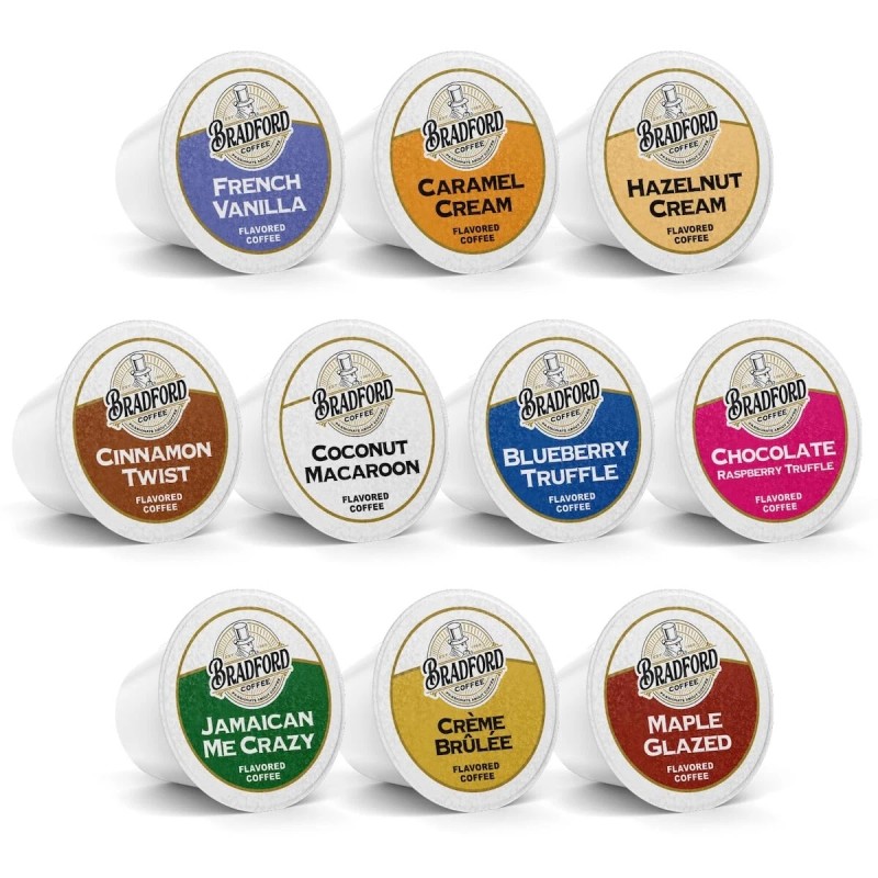 Bradford Flavored Coffee K cups 100 KCups VARIETY PACK Medium