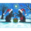 8x10 Ryta Christmas Holiday Winter Black Cat Santa Gift landscape