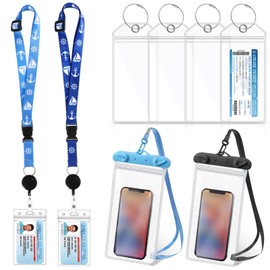 8 Pcs Cruise Ship Essentials Kit Include 2 Lanyards for Cruise Ship Cards 4 Cruise Luggage Tags and 2 Waterproof Phone Pouch(Blue Series)