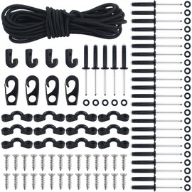 VEITHI 19.7 FT Bungee Cord Deck Rigging Kit,Kayak Rigging Kit with Deck Loops Tie Down Pad Eyes and J - Hooks and Bungee Cord Hook Screws & Rivets,Kayak Rigging Accessories for Kayaks Canoes Boat