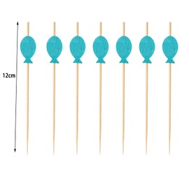 ENLACE Fish Cocktail Skewers, Pack of 100 Fish Skewers, Finger Food Children, Cocktail Sticks, Wooden Skewers, Christening Cocktail Decoration, 12 cm, Blue Cheese Skewers, Fruit Skewers, Cocktail