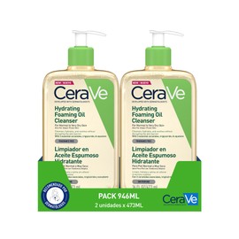 CeraVe Moisturising Foam Oil Cleanser 2 x 473 ml for Normal to Very Dry Skin with Atopic Tendency for Face and Body Cleanses and Moisturises Enriched with