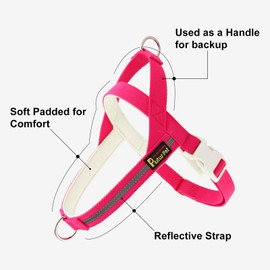 Plutus Pet Cotton Dog Harness and Leash Set, Reflective and Soft Padded, Quick Fit Vest Harness, for Small, Medium and Large Dogs, Hot Pink, L