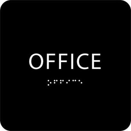 Black ADA Office Sign with Braille â Made from Durable Acrylic and Ready to Mount