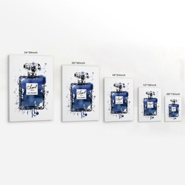 WEboL Fashion Black Inky Navy Blue Perfume Bottle Decorative Painting Canvas Wall Art Picture Print Modern Family Bedroom Decor 16x24inch(40x60cm), style