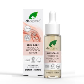 Dr Organic Skin Calm Probiotic Protection Serum, For Redness, Dry, Sensitive & Irritable Skin, 24hr Moisture, Dermatologically Tested, Vegan, Cruelty Free, Paraben & SLS Free, Certified Organic,30ml