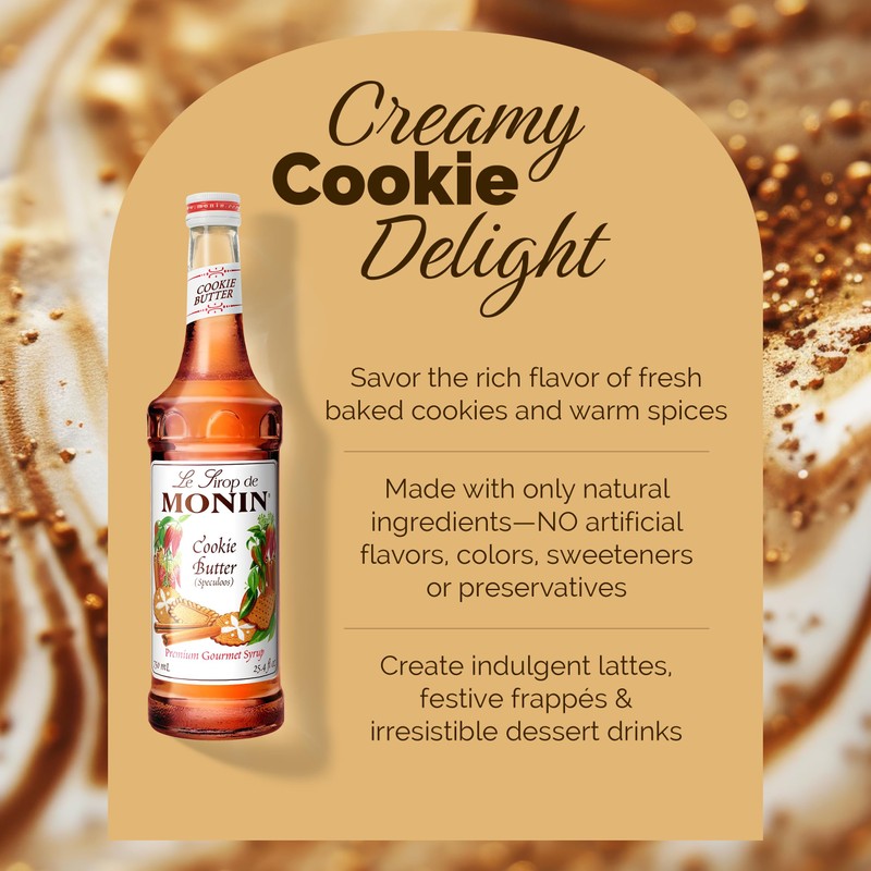 Monin - Cookie Butter Syrup, Great for Coffees, Lattes, and
