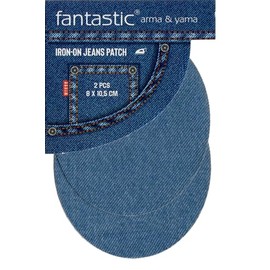 2-Pack Iron-On Denim Patches for Jeans Oval Knee and Elbow Repair Patches for Jackets Pants and Shirts Durable No-Sew Fabric Fix Embroidered IronOn & SewOn Patch DIY Clothing (Light Blue)