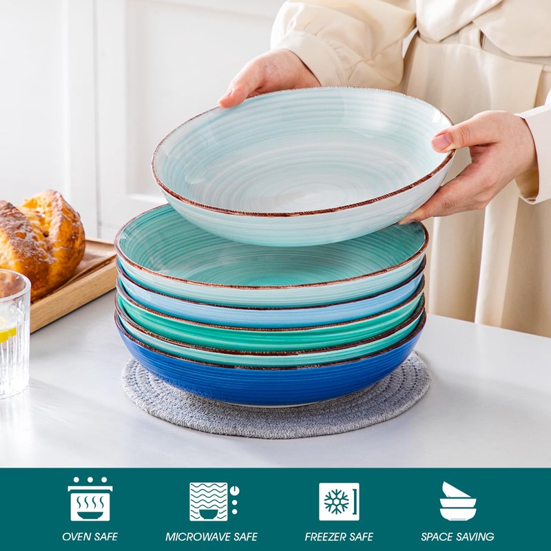 vancasso Bonita Pasta Bowls Set of 6, 50oz Large Salad