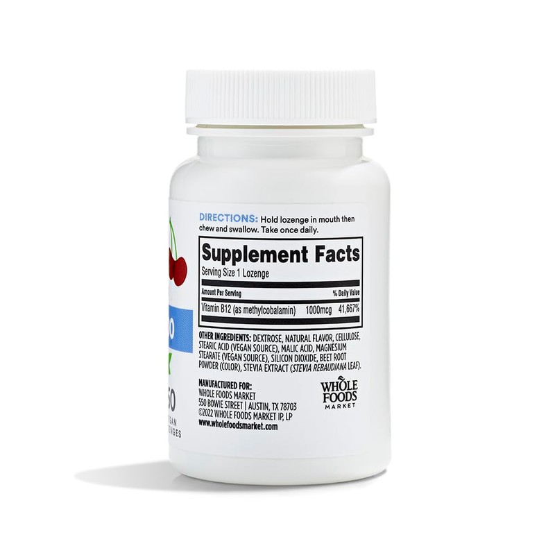 Whole Foods Market, Methyl B-12 1000 MCG Cherry Lozenge, 60