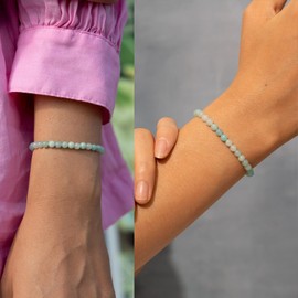 Landorilo 4 mm Stretch Bracelet Made of Real Natural Stone Beads, Healing Stone Bracelet, Yoga Bracelet for Women, Men, Lucky Bracelet, Friendship Bracelet, Replacement Beads Included, Stone, Agate