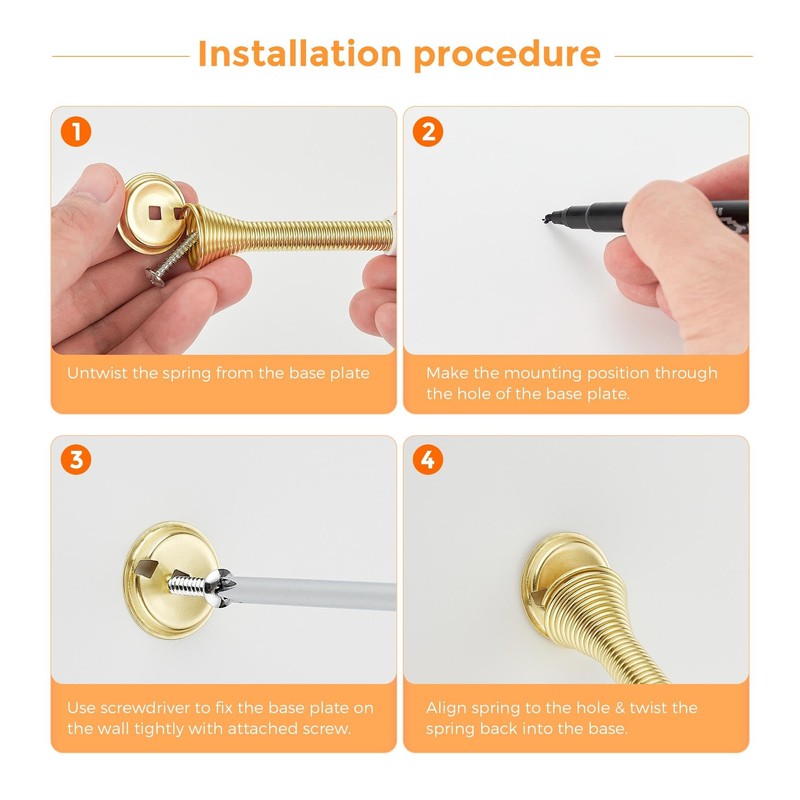 Ravinte Door Stoppers, 36 Pack Gold Spring Door Stops with