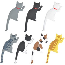 KARAFURA Cat Magnetic Hook Cat Tail Refrigerator Decoration Entrance Door Cute Magnetic Sticker (Set of 7)