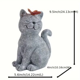 Solar-Powered Resin Cat Garden Statue - LED Butterfly Light,Ideal for Outdoor Yard Decor,Garden Path Accent,Patio Night LightingColor: As picture, Size: One Size