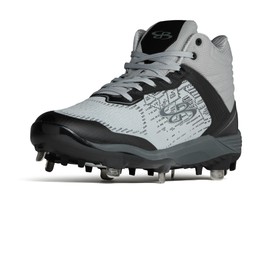 Boombah Viper Pureknit Men's Metal Mid Cleat - Smoke - Gray/Black/Charcoal/Black - Size 12.5