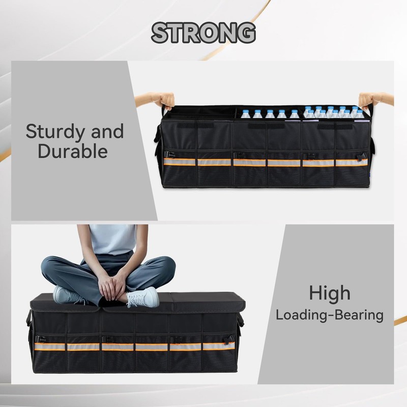 EAROND Car Trunk Organizer with Lid,Collapsible Car Storage Organizer with