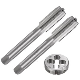 sourcing map 3pcs Tap and Die Set, Metric M12 x 1.25 Thread Taps & Round Die, Tapping Threading Tool Tap & Die Kit for Nut Screw Bolt Thread Repair