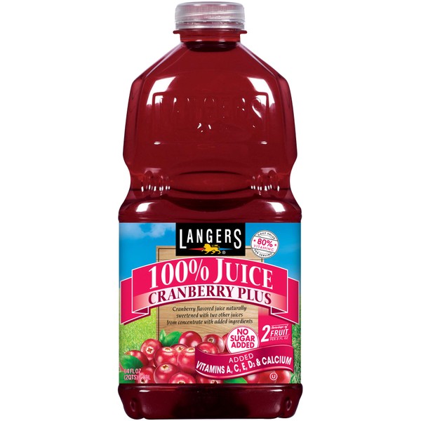 Langers Juice, Cranberry Plus, 64 oz (Pack of 8)