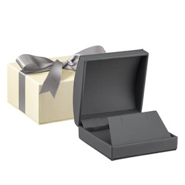ALLUREPACK Dome-Shape Leather Large Earring/Pendant/Necklace Box for Men & Women - Gift Box with Cream Ribbon