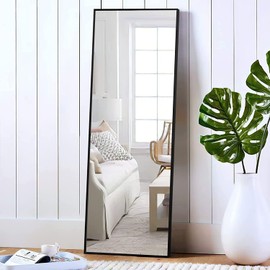 NeuType 59'x16' Full Length Wall Mirror, Black, Aluminum Alloy Frame, Explosion-Proof Glass, Modern, Wall Mount