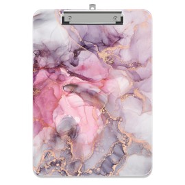 Piasoenc Plastic Clipboard, Cute Decorative Clipboards, 12.5" x 9"inch, A4 Standard Letter Size Hard Clipboard with Metal Clip, Office Clip Boards for Nurses, Students, Office, Red Marble