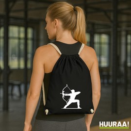 Huuraa Gym Bag Archery Silhouette Gift 12 Litres Black Cotton Archery Present