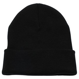 CUFFED PLAIN SKULL BEANIE HAT / CAP | Winter Unisex Knit Hat Toboggan For Men & Women | Unique & Timeless Clothing Accessories By Top Leve, Black
