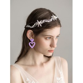 Pink Heart Earrings Triple Heart Dangle Drop Earrings for Women Girls Valentine's Day Mother's Day Birthday