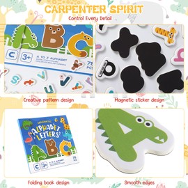 Magnetic Letters,Large Size Fridge Magnets for Kids,Alphabet ABC Magnets for Refrigerator,Capital Animal Toys,Educational Spelling Learning Games Toys for Baby Toddler Preschool