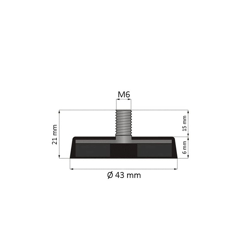 magnets4you Strong Magnetic System Neodymium Diameter 43 mm Rubberised with